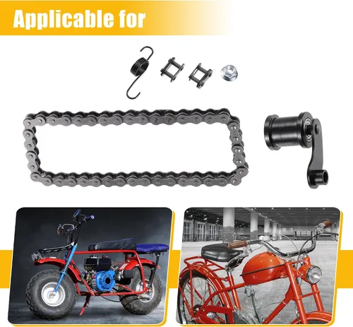 Miniatura 7 de X AUTOHAUX 1 Unidades Motocicleta Mini Bike Cadena Tensor Rodillo con Resorte 420 Cadena 42L Enlace para Baja Motorsports Mini Bike MB165 MB200