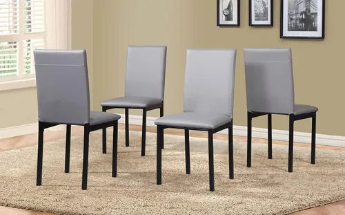 Miniatura 8 de Roundhill Furniture Noyes - Silla de comedor de piel sintética con marco de metal, juego de 4, color negro