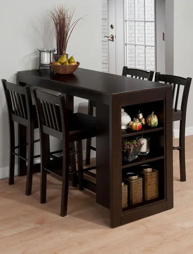 Miniatura 2 de Jofran: , Tribeca, mesa de comedor de altura de mostrador, 55.88cmde ancho x 121.92cmde profundidad x 91.44cmH, acabado Merlot, (juego de 1)