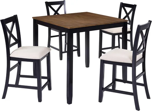 Miniatura 6 de LUMISOL Juego de mesa de comedor de 5 piezas con 4 sillas, juego de mesa de cocina de granja para lugares pequeños, cocina, comedor, negro y roble