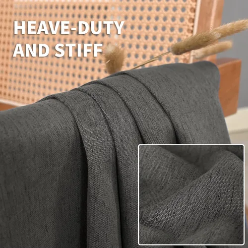 Miniatura 2 de BGment Cortinas opacas de color gris oscuro de 63 pulgadas de largo para dormitorio, juego de 2 paneles, aislamiento térmico con textura de lino