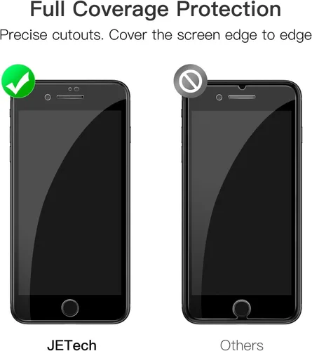 Miniatura 2 de JETech Protector de pantalla de cobertura completa para iPhone 8 Plus/7 Plus de 5.5 pulgadas, película de vidrio templado con borde negro