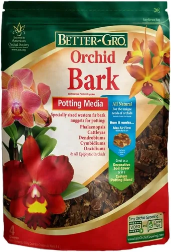 Better-Gro Corteza de Orquídea - Medio de Cultivo de Orquídeas de Grado Premium para Plantar, Trasplantar, Desarrollo de Raíces y Retención de Agua,