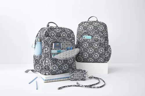 Miniatura 6 de Vera Bradley - Mochila Campus de algodón, para mujer, Medallón de carbón