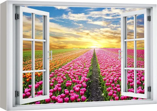 Miniatura 46 de wall26 - Cuadro en lienzo para pared, vista de ventana, río neón turquesa, rápido, bosque, lago, arroyo, naturaleza salvaje, fotografía, realismo