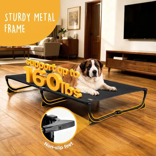 Miniatura 3 de CANINE CANYON Upgraded Non-Slip Daisy Cot, Large Foldable Elevated Dog Bed, Portable Raised Outdoor Folding Dog Cot for Camping/Home, Chew Proof