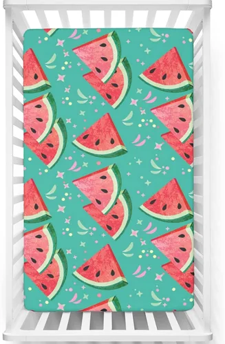 Sábanas bajeras ajustables para cuna pequeña con temática de sandía, sábanas portátiles para cuna de material ultra suave, sábana de colchón para