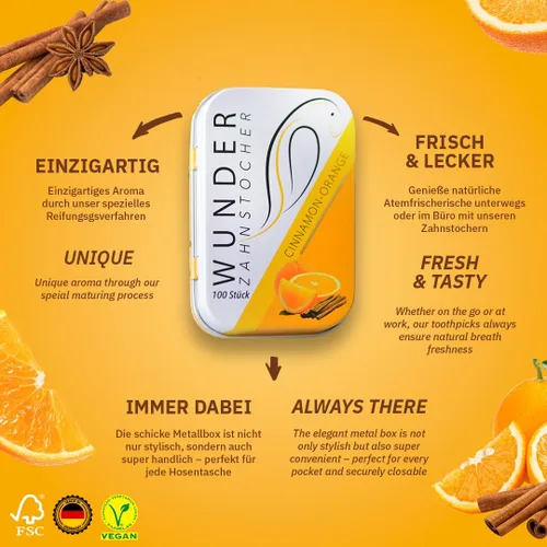 Miniatura 2 de Wonder Palillos de dientes con sabor a naranja canela – Ayuda con dejar de fumar y malos hábitos – Deja de morderse las uñas – Aliento fresco