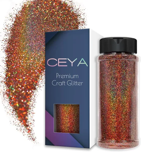 Miniatura 24 de Ceya 110g/ 3.8oz Polvo de Purpurina Holográfica Ultra Fina Láser Verde 1/128” 0.008” 0.2mm para Slime, Resina Epoxy, Manualidades, Vaso, Joyería