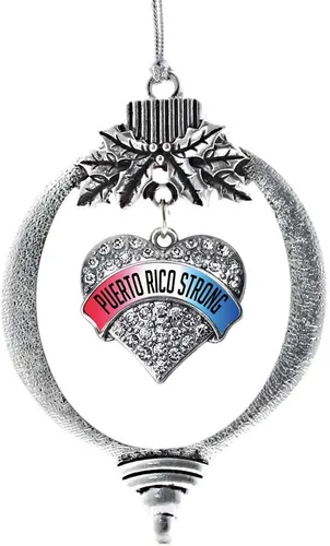 Miniatura 77 de Inspired Silver - Red Merry - Adorno de Navidad plateado - Adorno de árbol de Navidad con dije de corazón con circonita cúbica - Decoración colgante