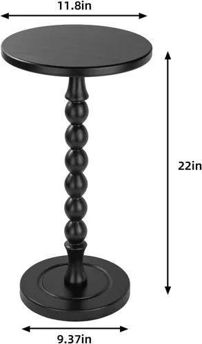Miniatura 3 de Mesa auxiliar redonda para espacios pequeños, mesa de bebidas con pedestal de madera de roble, mesa auxiliar moderna para sala de estar, dormitorio