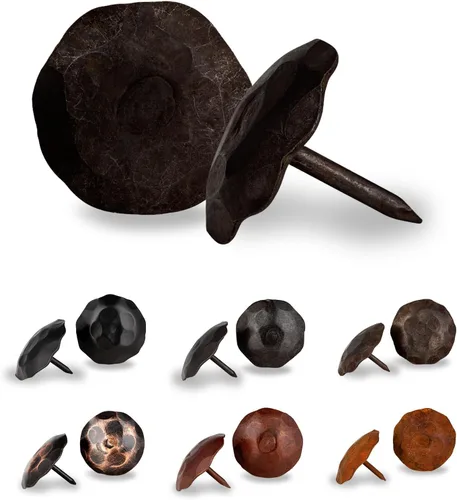 Miniatura 13 de Paquete de 25 clavos decorativos de 1,25 pulgadas de cabeza redonda grande – oxidados – sujetadores rústicos redondos hechos a mano para persiana