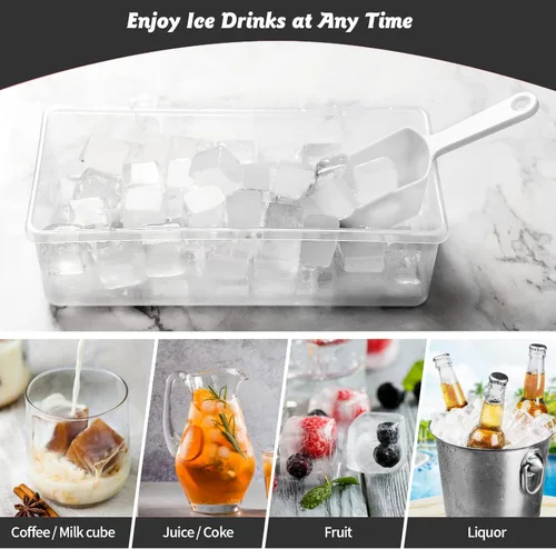 Miniatura 4 de Bandeja de silicona para cubitos de hielo con tapa a prueba de fugas y contenedor de almacenamiento para congelador, 36 piezas sin BPA, cubierta