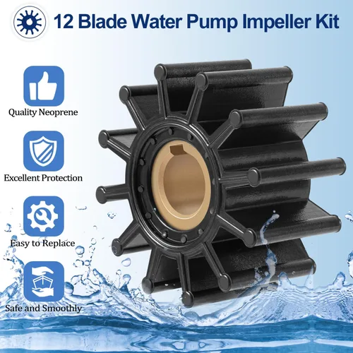 Miniatura 5 de 09959K 09959K-SHW Kit de impulsor flexible de 12 cuchillas de repuesto para bomba de agua Sherwood G1 G2 G15 G20 G21 G22 G30-2, apto para Sierra