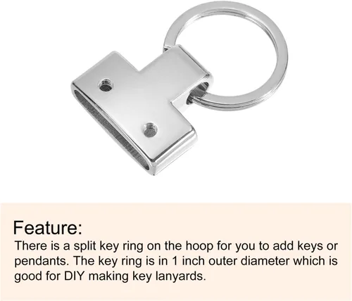 Miniatura 4 de uxcell Accesorios para llavero con llavero y anillo para bolso de mano para llavero de automóvil, cordón colgante Tono plateado
