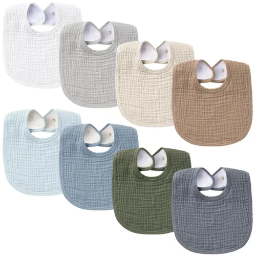 Miniatura 18 de Konssy Baberos de Muselina para Bebé Paquete de 8 Baberos Bandana para Babear de Algodón para Niños y Niñas Unisex, Conjunto Suave y Absorbente