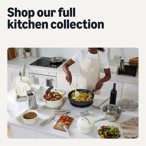Miniatura 6 de Amazon Basics Juego de utensilios de cocina antiadherentes de cerámica con asas desmontables, 11 piezas apilables, aptos para todas las placas