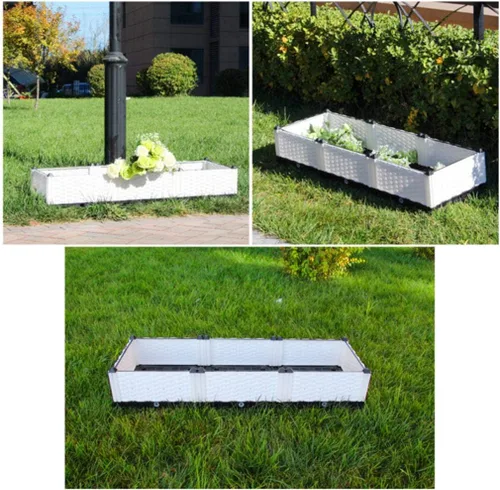 Miniatura 5 de Hershii Kits de cama elevada de jardín, contenedores rectangulares de plástico para plantas profundas, para interiores y exteriores, verduras, Blanco