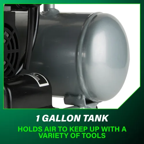Miniatura 11 de Metabo HPT Compresor de aire silencioso, compresor de aire portátil sin aceite de 1 galón, funcionamiento ultrasilencioso a 59 dB, acoplador rápido