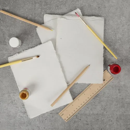 Miniatura 5 de Papel de borde Deckle hecho a mano de 11 x 7 pulgadas, papel de algodón reciclado de 200 GSM, paquete de 25 hojas, perfecto para acuarela, dibujo