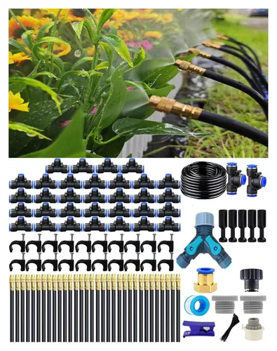 Miniatura 9 de Sistema de riego por goteo, sistema automático de riego de jardín, kit de rociador ajustable de 360°, fácil instalación sin herramientas, riego