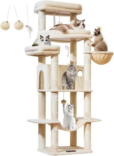 Miniatura 9 de Taoqimiao - Árbol para gatos de 71 pulgadas para gatos grandes de 20 libras +, 3 perchas gigantes, torre de árbol para gatos de varios niveles