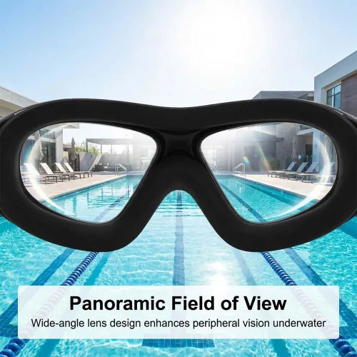 Miniatura 7 de Fliwos Gafas de natación para hombres y mujeres, gafas de natación antivaho con tapones integrados para los oídos, correa ajustable con sello