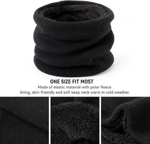 Miniatura 21 de OZERO Juego de 3 piezas de gorro de invierno y bufanda para mujeres y hombres: guantes para pantalla táctil, gorro de punto, calentador de cuello