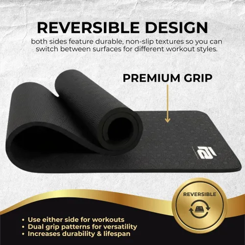 Miniatura 8 de Fit Active Sports Alfombrilla de entrenamiento extragrande de 6 x 4 pies con bolsa de transporte y correas, resistente, antideslizante