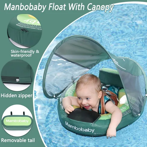 Miniatura 5 de Upgread Mambobaby Float 2026 con toldo de protección solar UPF 50+, gran flotabilidad no inflable, flotador sólido para piscina para bebés de 3 a 24
