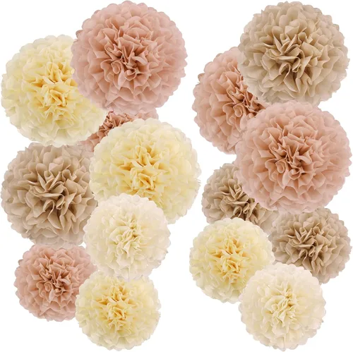 Miniatura 17 de Pompones de Papel de Seda Verde Oliva Salvia Decoraciones de Fiesta Safari Selva Flores de Papel Decoraciones Verde Natural Boho Decoración Colgante