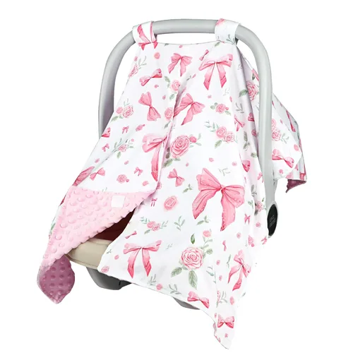 Miniatura 10 de Funda para Asiento de Carro de Bebé, Toldo de Asiento de Carro con Abertura Peekaboo de Primavera para Bebés Niñas y Niños, Fundas de Lactancia Flor
