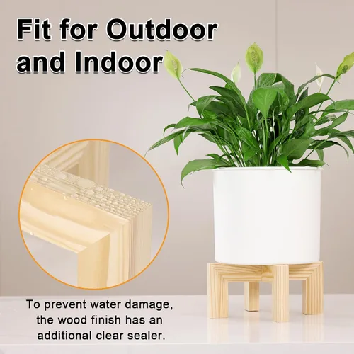 Miniatura 2 de Vigordream Soporte para plantas, soporte de madera para interiores y exteriores, soporte para macetas individuales, soportes resistentes