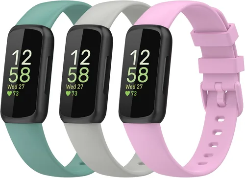 Paquete de 5 bandas de silicona compatibles con Fitbit Inspire 3 bandas para mujeres y hombres, correas deportivas de repuesto ajustables para