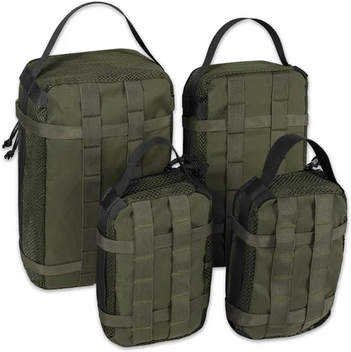 Miniatura 14 de Juego de 4 cubos de embalaje tácticos, bolsa de almacenamiento de malla compresible, organizador portátil Edc Molle.