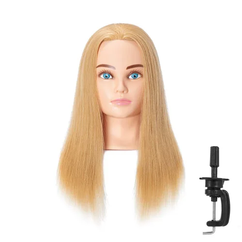 Miniatura 13 de Cabeza de maniquí Hairingrid 20"-22" 100% Cabello Humano para Peluquería y Cosmetología, Cabeza de Muñeco de Entrenamiento con Soporte de Abrazadera