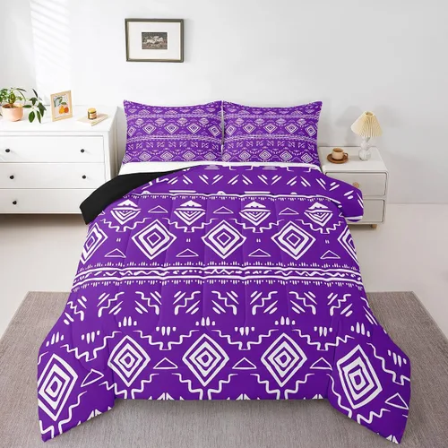 Miniatura 18 de Erosebridal - Juego de ropa de cama estilo tribal bohemio azteca, edredón con estampado étnico blanco y negro, bohemio, tamaño King, juego de Multi