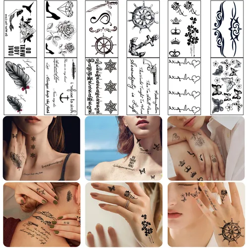 Miniatura 6 de Yazhiji 32 hojas de tatuajes temporales para adultos, tótem, flor de rosa, girasol, tatuajes falsos para mujeres y hombres, brazo planeta Hlalf