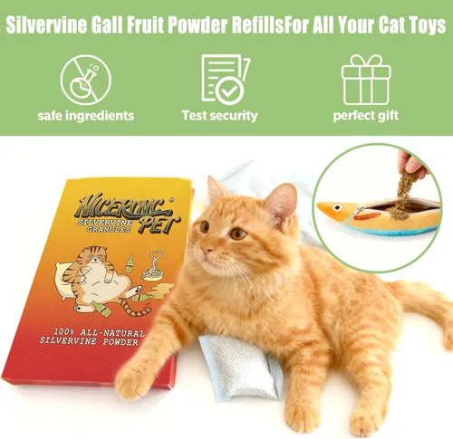 Miniatura 3 de Paquete de 10 paquetes de polvo Silvervine para juguetes para gatos, polvo orgánico de fruta de la agalla (Matatabi), juguetes recargables de hierba