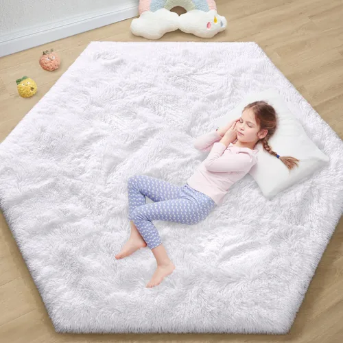 Miniatura 22 de EVOIONOS - Alfombra redonda gris para dormitorio, 5x5 pies; alfombras circulares suaves y esponjosas para sala de estar, alfombras de felpa peludas