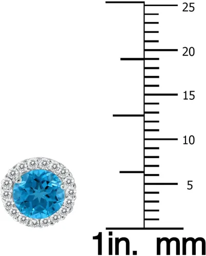 Miniatura 6 de Aretes de tuerca de diamantes naturales y piedras preciosas genuinas de 0.197 in en oro blanco de 14 quilates
