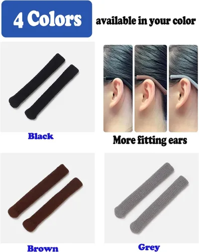 Miniatura 4 de Cojín de Oreja para Gafas de Tela de Algodón Tejido Suave Mejorado, Puntas de Patillas de Gafas Elásticas Antideslizantes Cómodas Retenedor