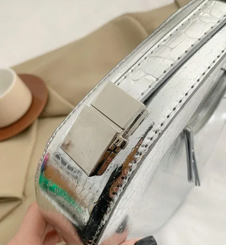 Miniatura 5 de Bolso Hobo para mujer, bolso de plata Y2k, brillante de noche, embrague brillante, para axilas, bolso de hombro de piel sintética