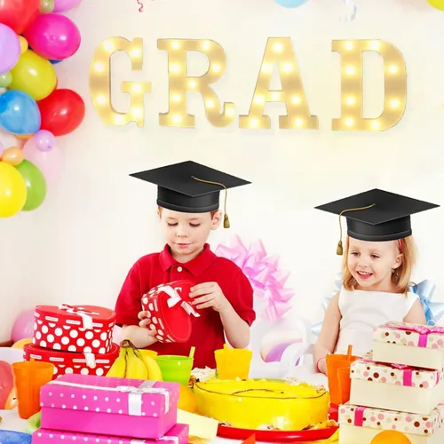 Miniatura 6 de Decoraciones de graduación 2026 – 4 letras grandes iluminadas, letras GRAD, letras LED de marquesina para suministros de fiesta de clase de 2026