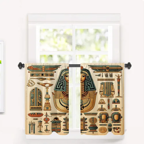 Miniatura 26 de Cortinas de cocina de hojas de arce otoñales para ventanas, hojas verdes y rojas sobre cenefas opacas negras, tratamientos de ventana de poliéster