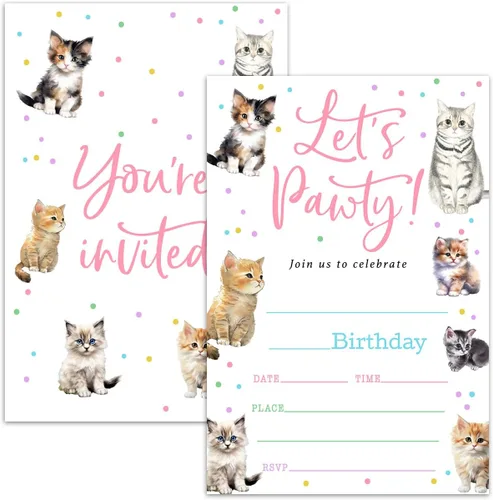 Miniatura 8 de Tarjetas de invitación para fiesta de cumpleaños, invitación de fiesta de cumpleaños arcoíris, celebración de fiesta de niños, 20 tarjetas con 20