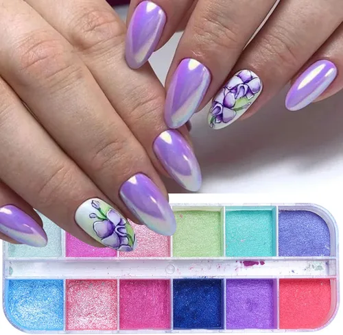 Miniatura 15 de Polvo luminoso de uñas de 12 colores, pigmento fluorescente holográfico, brillo holográfico, arte de uñas, diseño de polvo, suministros de uñas