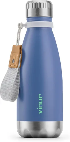 Miniatura 25 de VINUR Botella de agua para niños, 9 onzas, acero inoxidable, doble pared, aislada al vacío, botella de agua para la escuela, frasco en forma de cola