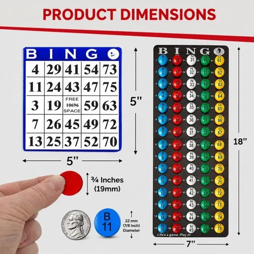 Miniatura 3 de MR CHIPS Juego de bingo profesional de 11 pulgadas de alto con jaula de bingo de acero, bolas de bingo eternas de 7/8 pulgadas, 18 tarjetas de bingo
