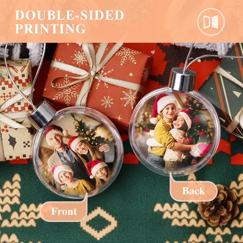 Miniatura 7 de Bemaystar Bolas de fotos personalizadas, adornos de Navidad personalizados, adornos de imagen de doble cara para árboles, decoración de Navidad